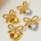 Heart Bow Earrings [304 Stainless Steel,18K Gold Plated]