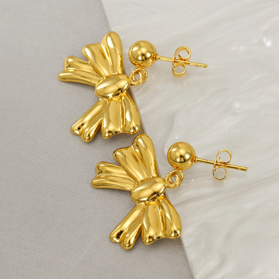 Bow Knot Drop Earrings [304 Stainless Steel,18K Gold Plated]