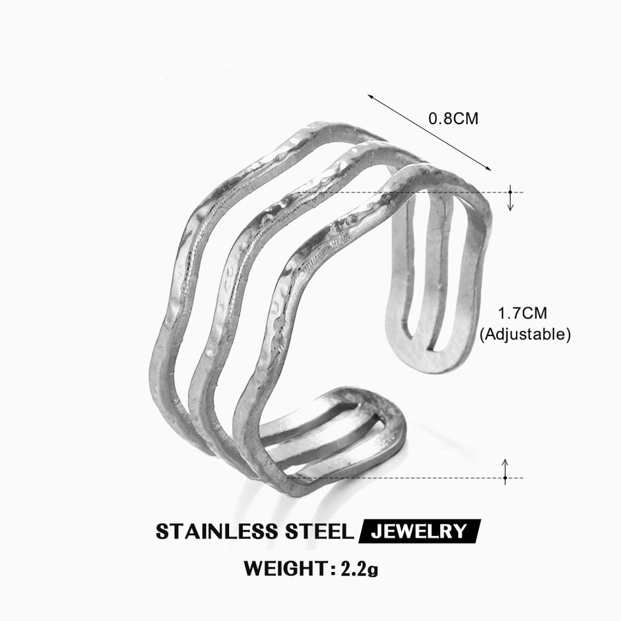 Onregelmatige lijnen rinkelen [304 roestvrij staal 18K vergulde goud]