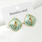 Vintage Style Square Enamel Earrings [304 Stainless Steel,18K Gold Plated]