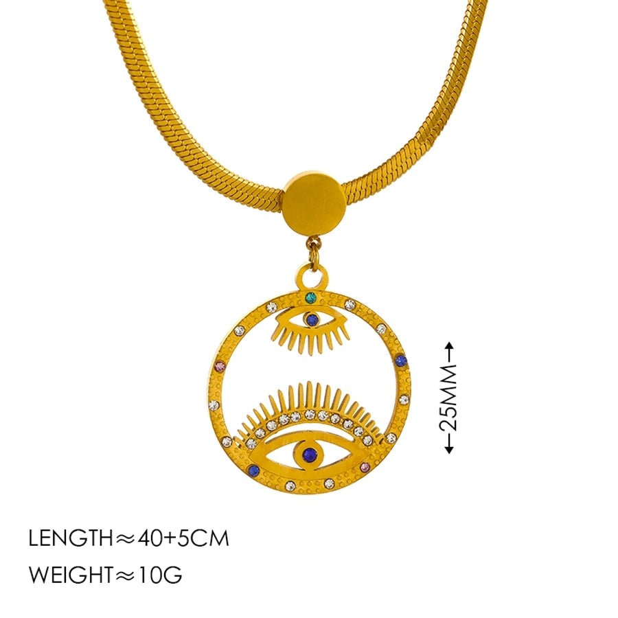 Collana di forma del cuore dell'occhio a forma di forma del diavolo [304 in acciaio inossidabile 18k oro placcato]