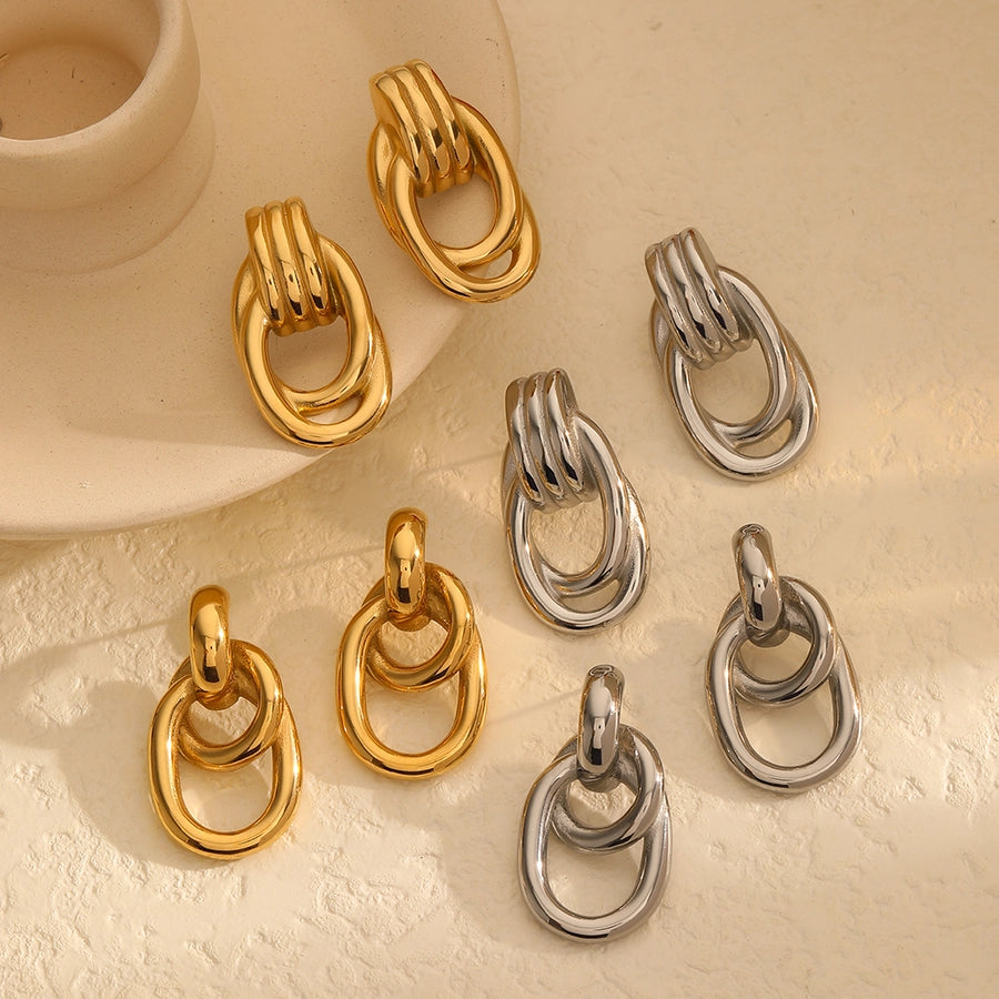 Double Hoop Earrings [304 Stainless Steel,18K Gold Plated]