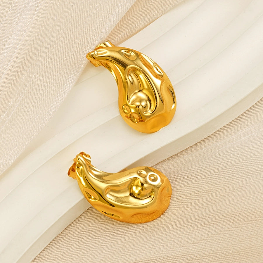 Heart/ Water Droplets Earrings [304 Stainless Steel,18K Gold Plated]