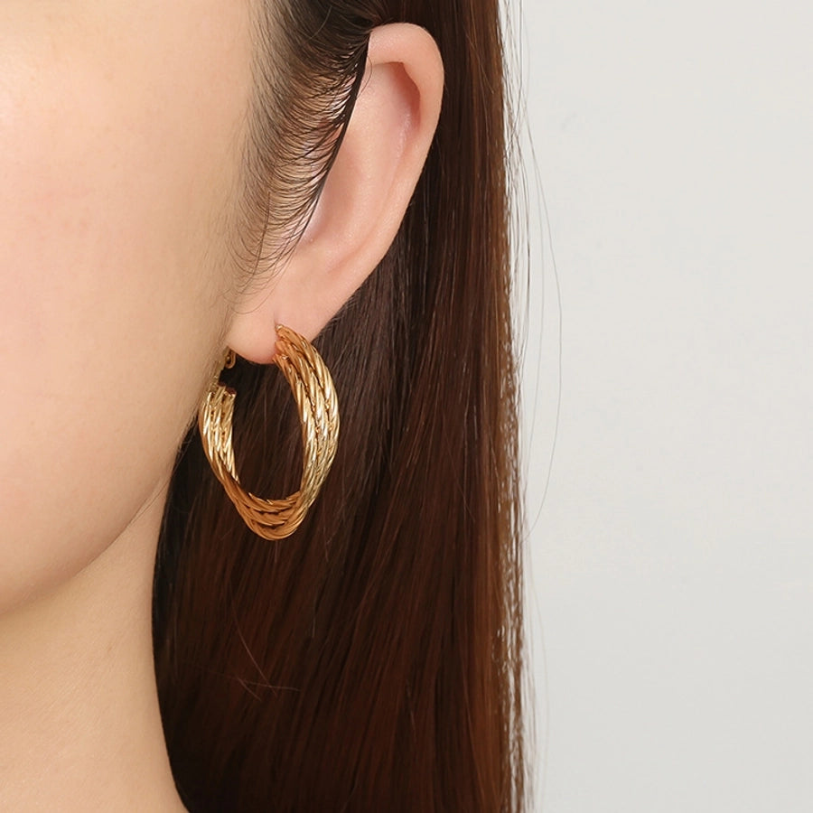 Layered Twist Hoop Earrings [304 Stainless Steel]