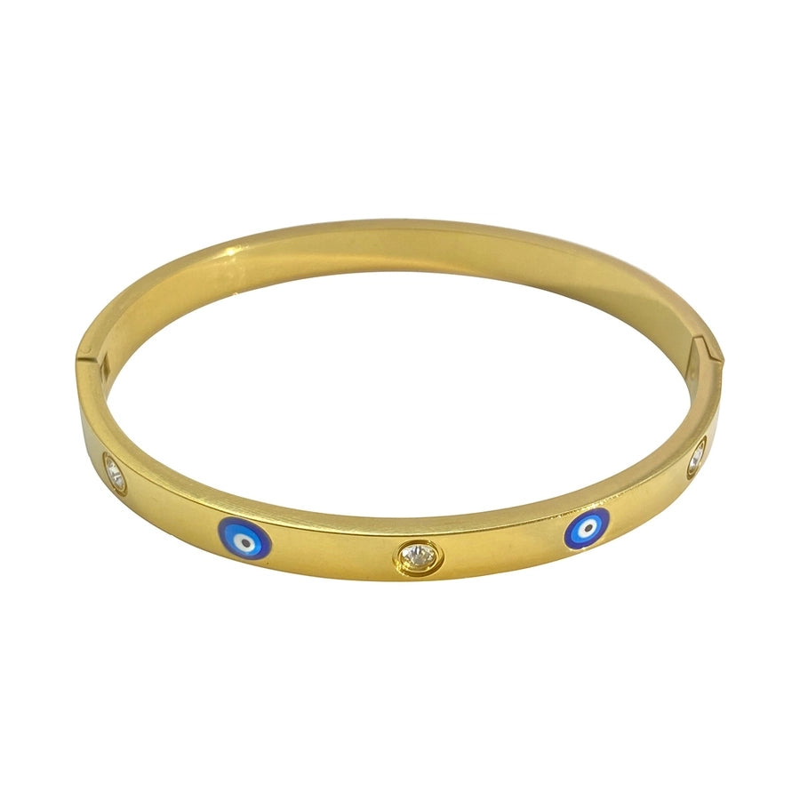 Devil's Eye Zircon Bangle Armbånd [304 Rustfrit stål 18K guldbelagt]