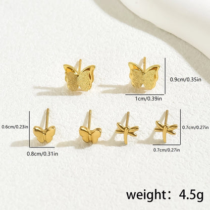 Butterfly Earrings Set [201 Stainless Steel, 18K Gold Plated]