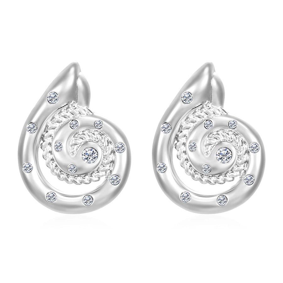 Marine Style Conch Zircon Earrings [304 Stainless Steel]