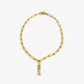 Letter Link Chain Anklet [316L Stainless Steel, 18K Gold Plated]