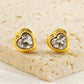 Heart Shape Artificial Rhinestones Earrings [304 Stainless Steel, 18K Gold Plated]