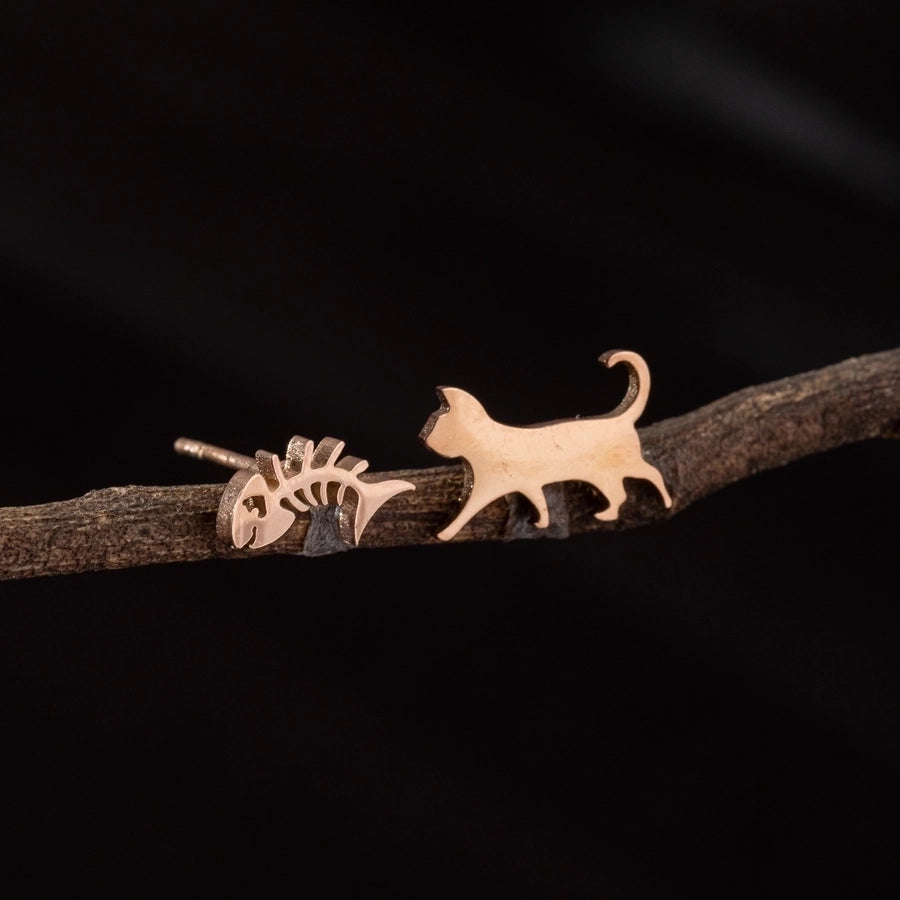 Animal Stud Earrings [304 Stainless Steel,18K Gold Plated]