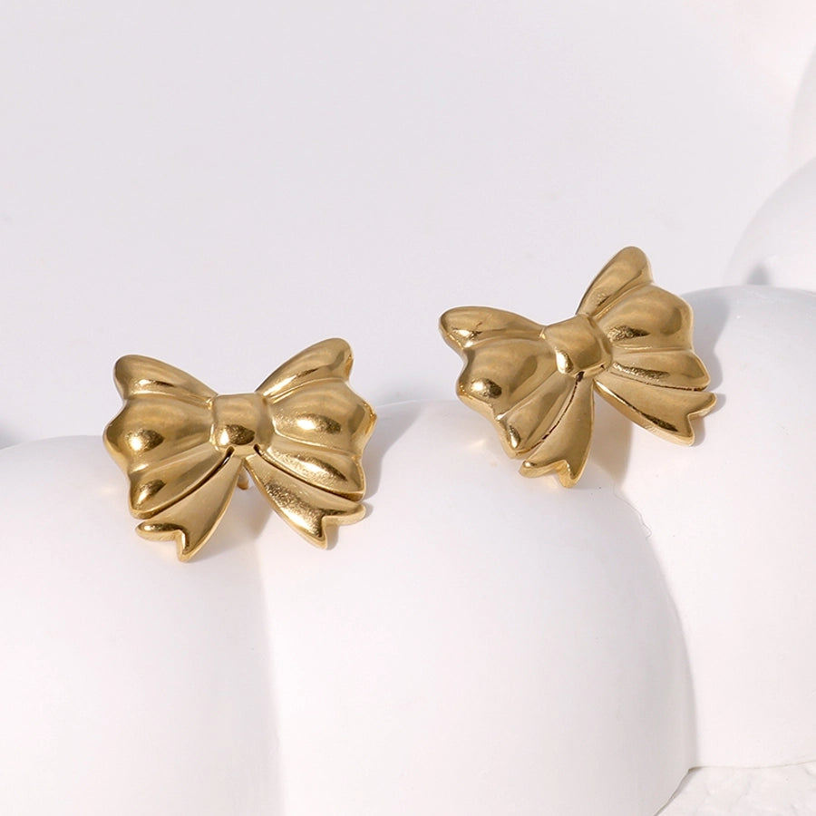 Bow Knot Earrings [304 Stainless Steel,18K Gold Plated]