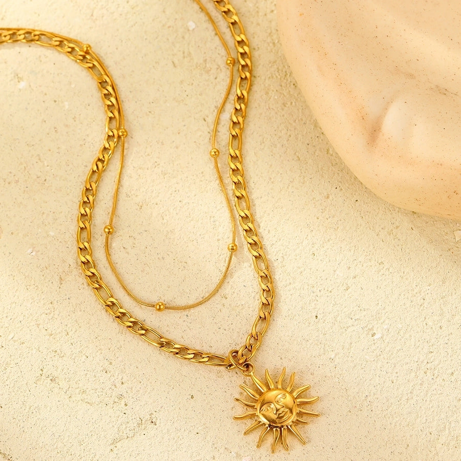 Layered Sun Necklace [304 Stainless Steel]