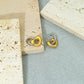 Silver Gold Heart Shape Earrings [304 Stainless Steel,18K Gold Plated]