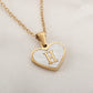 Letter Shell Heart Pendant Necklace [304 Stainless Steel,18K Gold Plated]