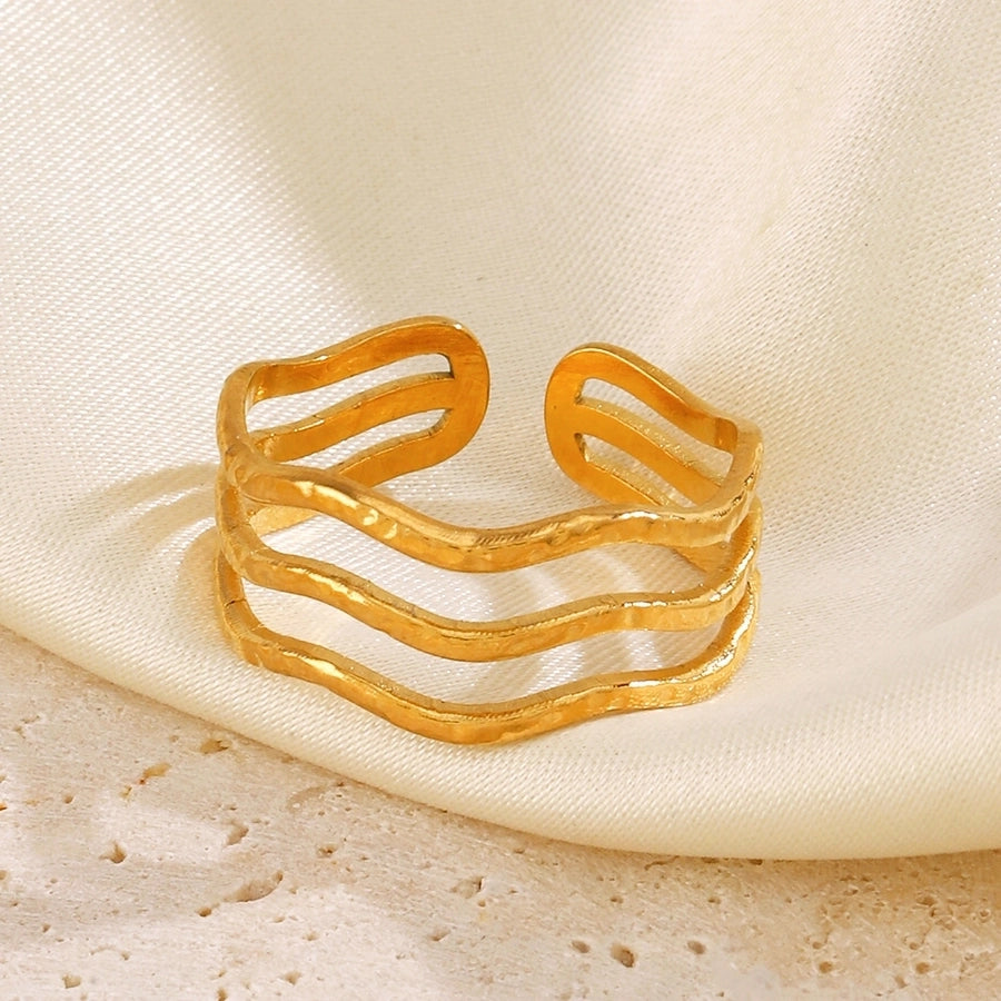 Irregular Lines Ring [304 Stainless Steel 18K Gold Plated]