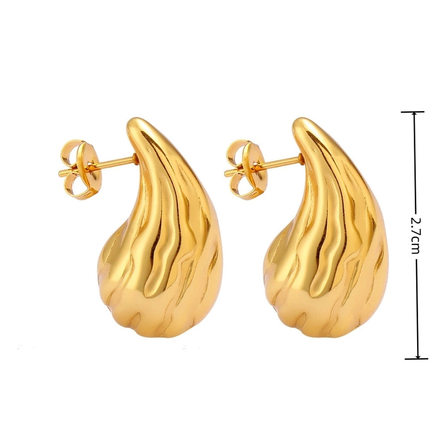 Water Droplets Earrings [304 Stainless Steel,18K Gold Plated]