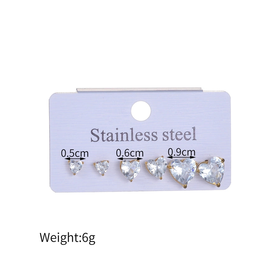 Ensemble de boucles d'oreilles en strass [304 en acier inoxydable]