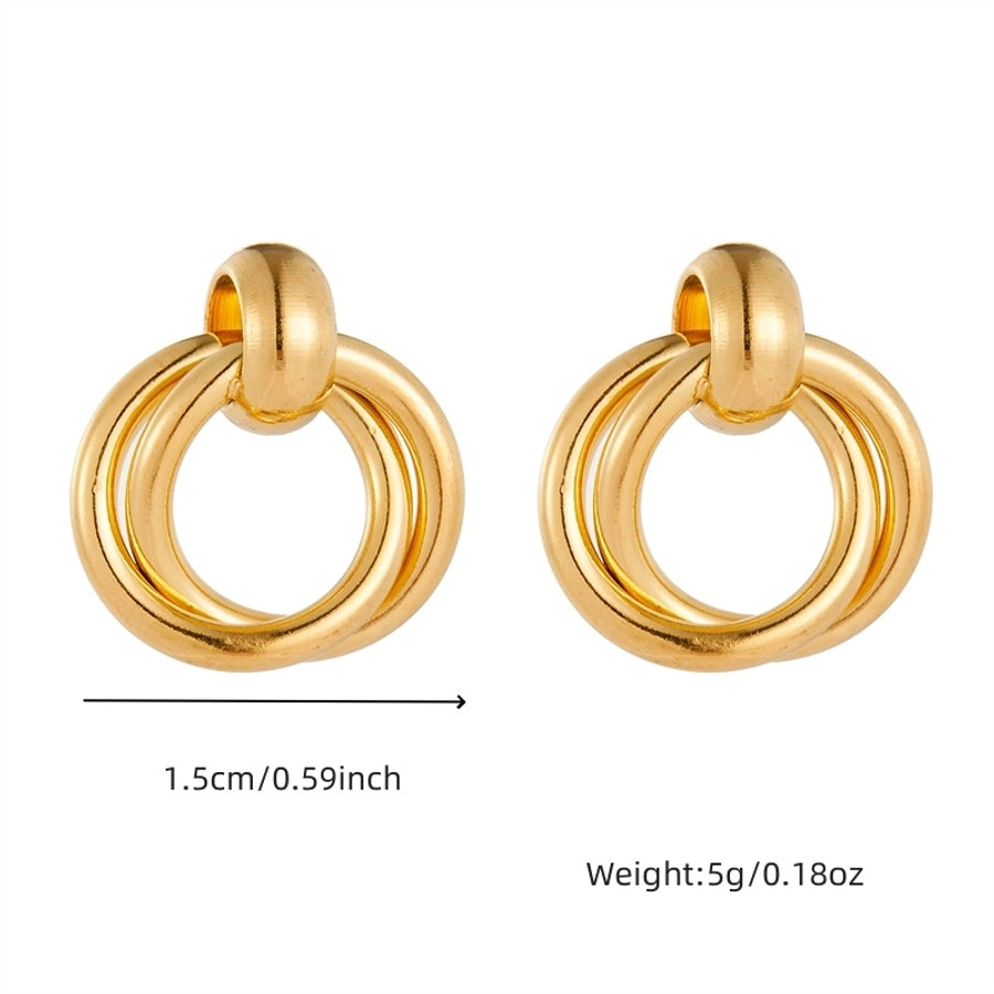 Gold Circles Earrings [304 Stainless Steel,18K Gold Plated]