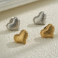 Striped Heart Shape Earrings [304 Stainless Steel,18K Gold Plated]