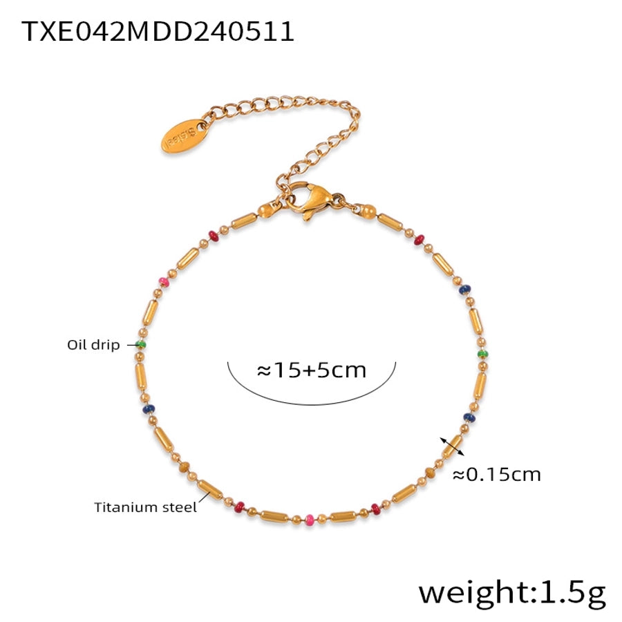 Colorful Seed Bead Bracelet/Anklet/Necklace [304 Stainless Steel,18K Gold Plated]