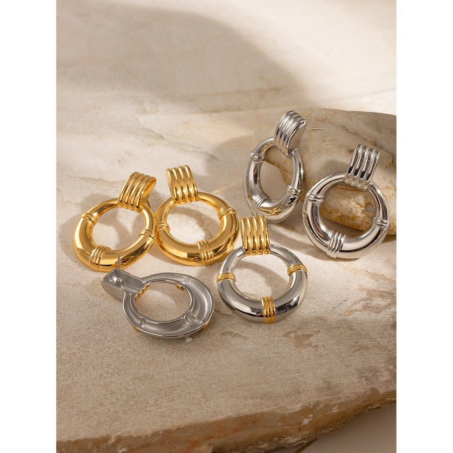 Mix Silver Gold Circle Earrings [304 Stainless Steel]