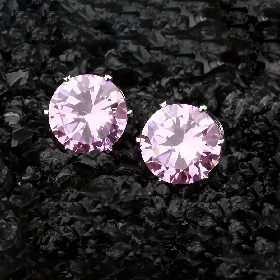 Synthetic Zirconia Stud Earrings [Stainless Steel]