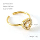 Shiny  Square Water Droplets Heart Shape Zircon Open Ring [Stainless Steel 18K Gold Plated]