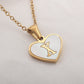 Letter Shell Heart Pendant Necklace [304 Stainless Steel,18K Gold Plated]