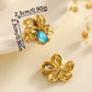 Acero inoxidable Nuevo graciosos y de moda Pearl Zircon Bow Flower Pendientes de tachuelas de altura