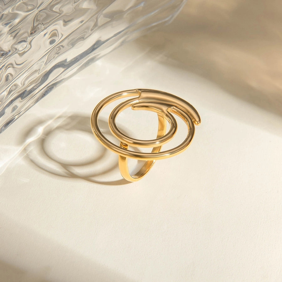 Spiral Ring [304 Stainless Steel, 18K Gold Plated]