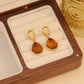 Brown amber Drop Earrings [304 Stainless Steel,18K Gold Plated]