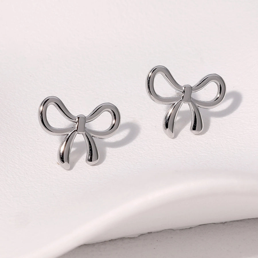 Bow Knot Ear Studs [304 Stainless Steel,18K Gold Plated]