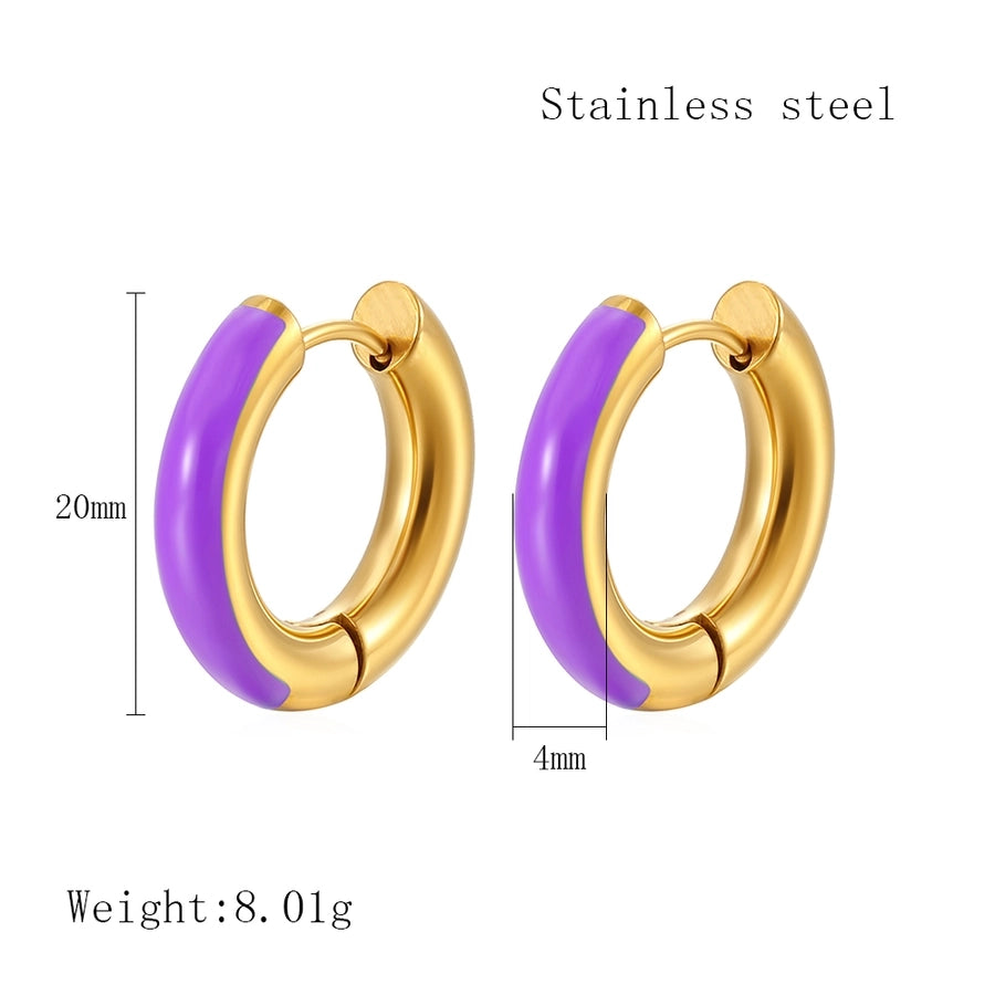 Color Block Epoxy Earrings [304 Stainless Steel,18K Gold Plated]