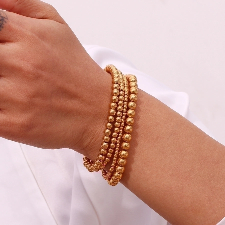 Elastic Beads Band Bracelet [304 Stainless Steel, 18K Gold Plated]