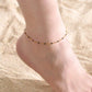 Black Beads Anklet [201 Rustfritt stål, 18K gullbelagt]