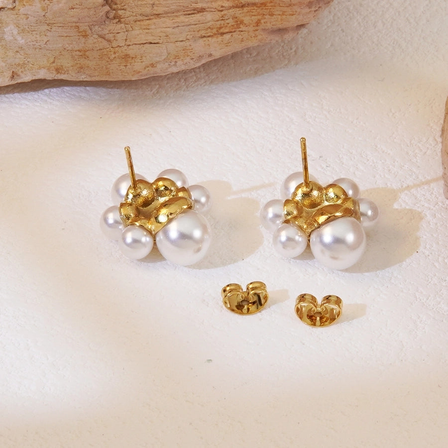 FrenchFlower Earrings [304 Stainless Steel,18K Gold Plated]