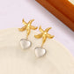 Starfish Heart Shape Drop Earrings [304,316 Stainless Steel,18K Gold Plated]