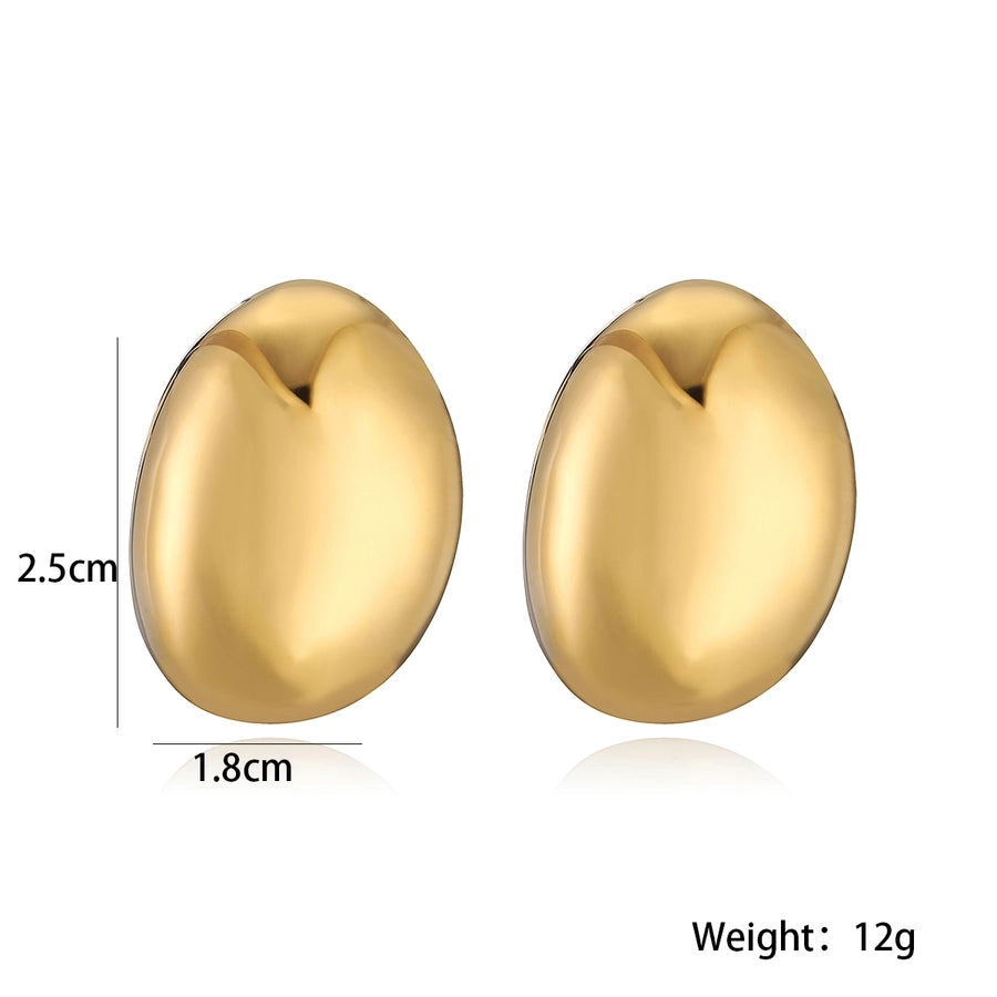 Oval Plating Lips Earrings [304 Stainless Steel]