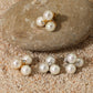 Three Pearl Earrings [304 Stainless Steel,16K Gold Plated]