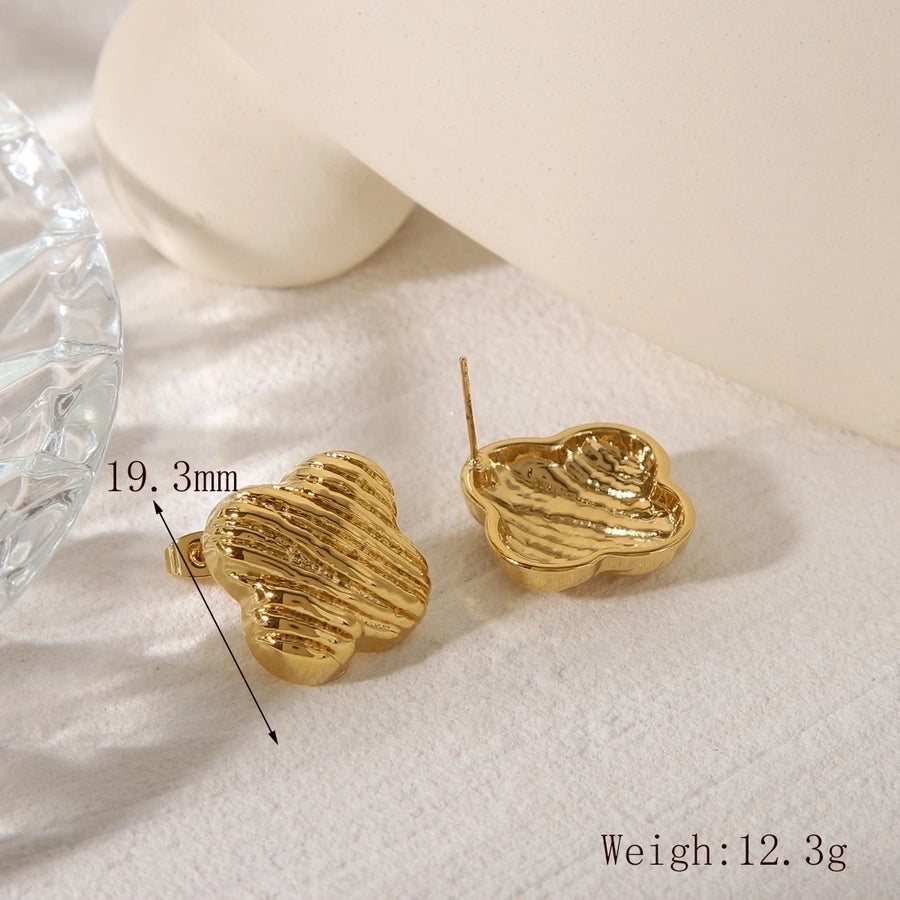 Commute Flower Earrings [304 Stainless Steel, 18K Gold Plated]