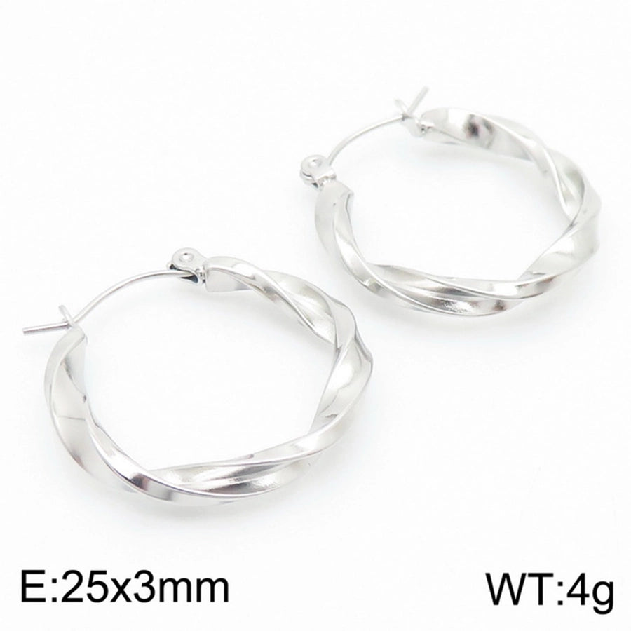 Twisted Hoop Earrings [304 Stainless Steel,18K Gold Plated]