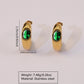 Green Stone Earrings [304 Stainless Steel,18K Gold Plated]