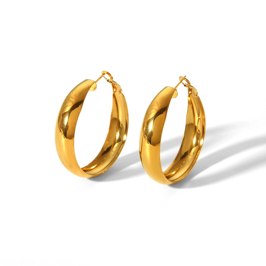 Round Polishing Hoop Earrings [304 Stainless Steel,18K Gold Plated]