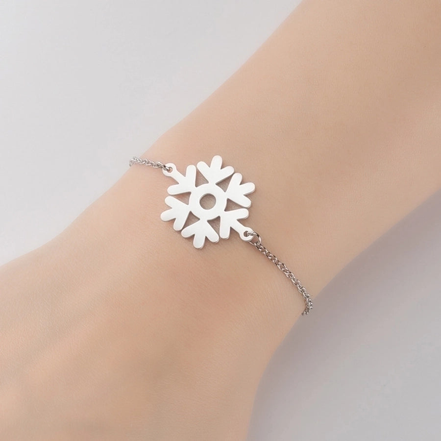 Braccialetti di fiocchi di neve [201 acciaio inossidabile, oro 18K placcato]