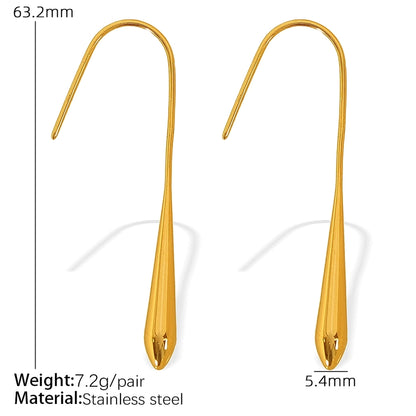 Water Droplets Gourd Hook Earrings [304 Stainless Steel,18K Gold Plated]