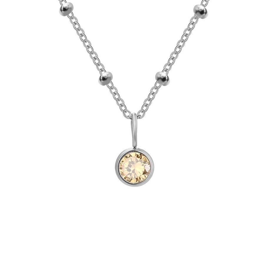 Geometric Rhinestones Pendant Necklace [304 Stainless Steel,14K Gold Plated]