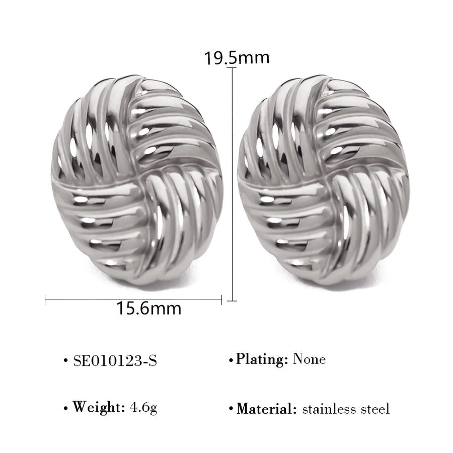 Oval Polishing Earrings [304 Stainless Steel,18K Gold Plated]