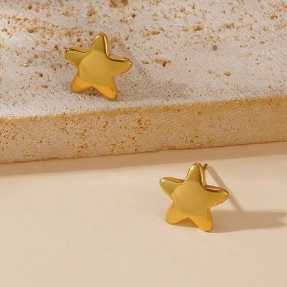 Star Stud Earrings [304 Stainless Steel,18K Gold Plated]