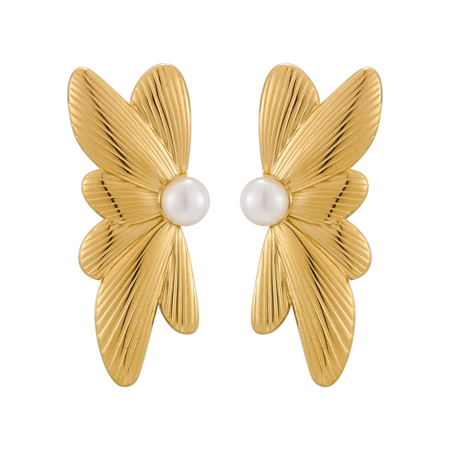 Pearl Wings Earrings [316 Stainless Steel]