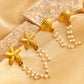 Starfish Shell Drop Earrings [304 Stainless Steel,18K Gold Plated]